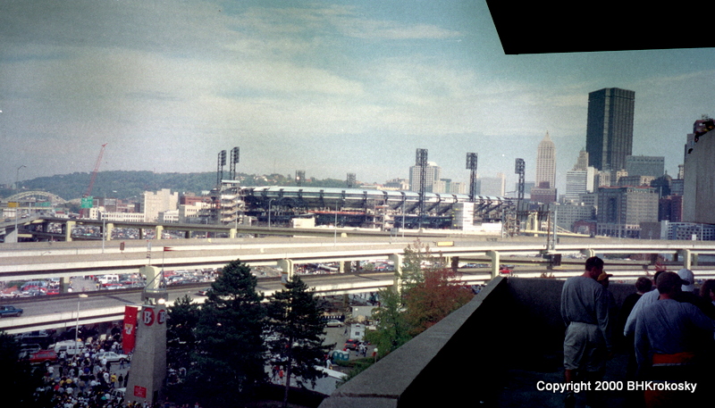 View of PNC Park from inside Three Rivers Stadium.