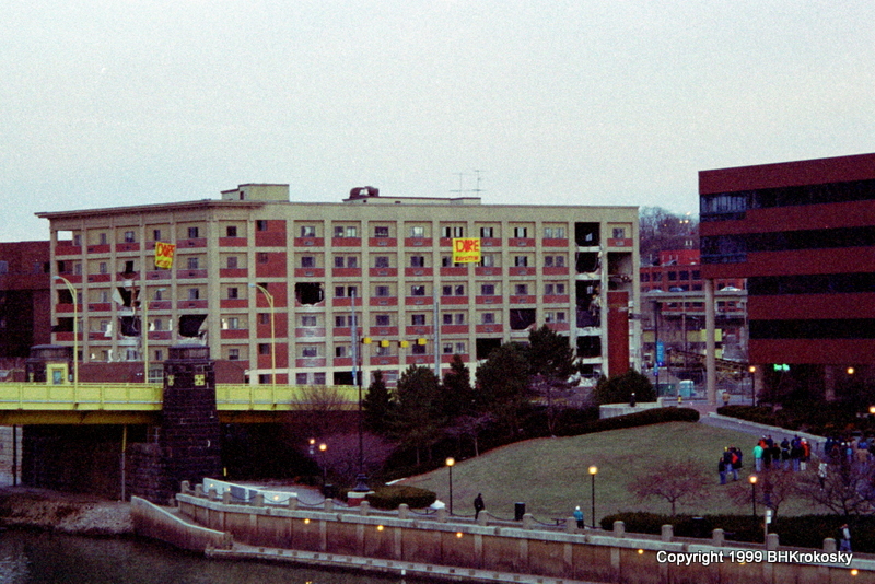 Three Rivers Plaza awaits demolition at the future site of PNC Park.