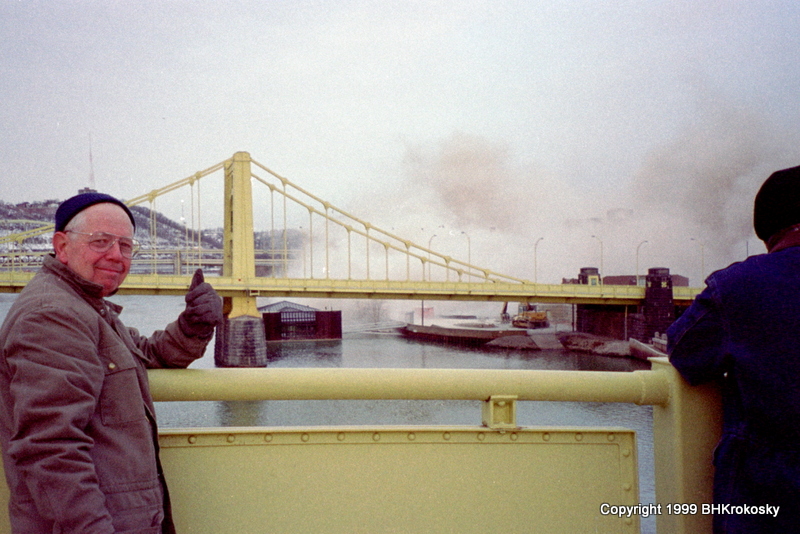 Thumbs up from Ed Krokosky after the demolition of Three Rivers Plaza; making way for PNC Park.