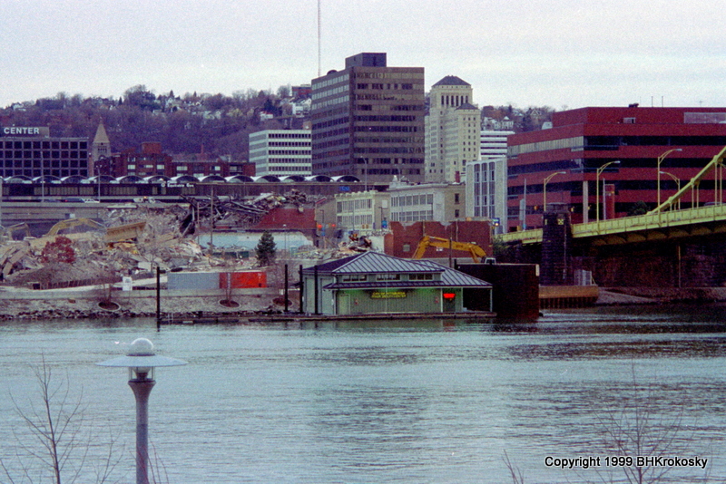 View of the future site of PNC Park from the downtown Pittsburgh side of the Allegheny River