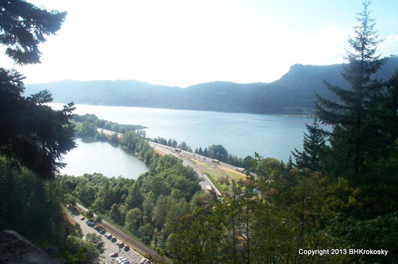 View of Columbia River from Multnomah Falls, Oregon