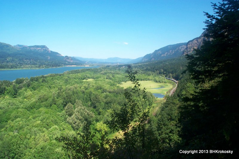 View of Columbia River Valley and Railroad, Oregon